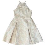 Gal Meets Glam Women’s Evelyn Sea Holly Jacquard Pink Floral Halter Neck Dress Photo 1