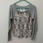 EXPRESS Sequin Front Silver Long Sleeve Sweatshirt Photo 0