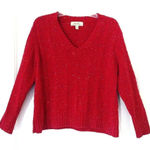 Cabela's  Red Multicolor Bobble Knit Vneck Sweater Photo 0