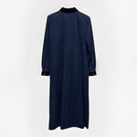 Talbots VTG  Womens Denim Jean Maxi Shirt Dress Button Front Black Collar Size 10 Photo 6