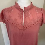 Daisy Fuentes  Pink Eyelet Flutter Sleeve Blouse Photo 2