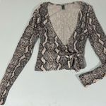 Wild Fable Snake Snakeskin Print Knit Long Sleeve Wrap-Around Top Shirt Blouse Size L π€β¨ Photo 0