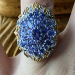 Natural Tanzanite Sterling Silver Cocktail Ring Size 6 Purple Photo 0