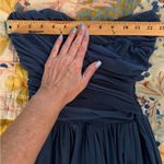 FUZZI XS Dark Blue Strapless Ruched Chiffon Designer Dress Photo 14