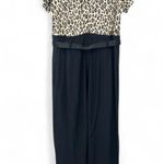 Vintage 90's Wide Leg One Piece Jumpsuit Outfit Animal Print Belted Womens M 30" Black Size M Photo 4