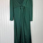 Lulus NWOT  Endearing Elegance Emerald Green Satin Long Sleeve Maxi Dress Size M Photo 1