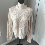 Free People Reina Cable Pullover / Powder Puff Cream Sweater size XL Photo 5