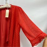 NWT Orange 2xl Lace Swiss dot Open Front Cardigan crochet sleeves missing belt Size XXL Photo 13