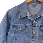 Premium Y2K PAZZO Crop Jean Denim Button Down Jacket Small 3/4 Sleeve Vintage Photo 2
