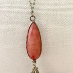 Nordstrom Long Silver Chain Red Pedant W Tassel Photo 2
