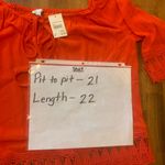 Cato NWT top Medium Poinciana Orange Crocheted trim sleeves bottom off shoulder Photo 2