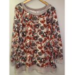 Free People Go On Get Floral Multicolor Oversized Crewneck Sweatshirt Tan Red Photo 6