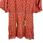 Anthropologie  Raga Kenna Polka Dot Tiered Mini Dress Dusty Pink Metallic S NWT Photo 6