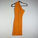 Moschino Jeans One Shoulder Ribbed Knit Stretch Pearl Beaded Cut Out Mini Dress Photo 2