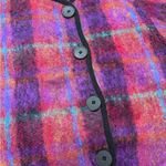 Vintage Wool Sweater Cardigan Colorful Plaid Mohair Jacket Tony Lambert L Large Red Photo 2