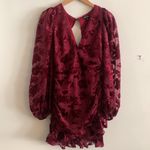 For Love & Lemons Penelope Mini Dress Long Sleeve Deep V Size Small Wine Red Photo 2