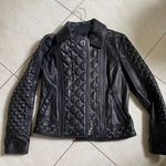 Karl Lagerfeld Studded Black Leather Jacket Size Small Photo 1