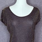 Susan Lawrence Vintage Black Metallic Top Women's Small Sparkle Evening Blouse Photo 1