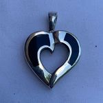 Women's Silver and Black Heart Pendant, Sterling Silver Fine Love Jewelry Photo 4