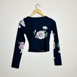 Streetwear Society CLEARANCE! Black Boutique Floral Ruffle Wrap Crop Top Size S NWT Photo 1