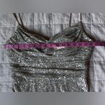 Eliza J Champagne Cowl Neck Sequin Gown Spaghetti Straps Leg Slit Formal - 8 Photo 4