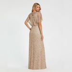 Mac Duggal  14523 Beige Beaded Mesh Cape Gown Photo 3