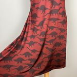 COWCOW Dress XL Brown Dinosaur Fit Flare Novelty Short Sleeve A Photo 2