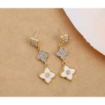 Boutique Beautiful Sparkling Clover Dangle Earrings | Gold Plated 316L Photo 5