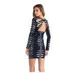 Parker Womens Mariel Psych Cutout Mini Long Sleeve Dress Size Large Navy Blue Photo 1