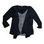 Macy's NWT Macy’s Rafaella Layered Look Cardigan Shirt Combo | Black | Large Photo 0