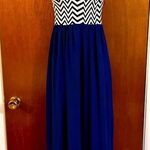 Sweet Storm  Chevron Maxi Dress Small Strapless Blue Flowy 47” Photo 7