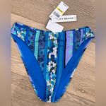Lucky Brand  Bikini Set High Rise Blue Floral Geometric Medium New Beachy Vacay Photo 9