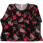 Catherines  Shirt Tunic Top Womens Plus size 5X Black Red LS Floral Popover Photo 1