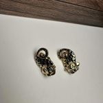 Lilly Pulitzer  Wild Cat Black Enamel Gold Tone Large Stud Pierced Earrings Photo 6