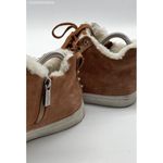 J/SLIDES Brown Leslie Shearling Trim Suede Leather Mid Top Sneakers Photo 8