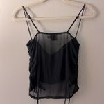 Princess Polly Mesh Corset Top Crop Cami Black Ruched Side Tie Tank Photo 3