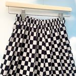 Cider  high rise elastic waist corduroy checkerboard wide leg pants Photo 3