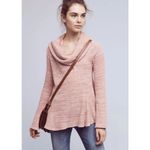 Anthropologie  Pink Waffle Knit Flowy Sweater Boho Cowlneck Women's size Small Photo 8