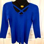 Catherine Malandrino  Electric Blue Cross chest ribbed sweater! Stunning Photo 0