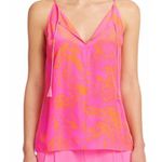 Lilly Pulitzer  Finn Silk Halter Tank Top Pop Pink Orange Tassel Tie Front Photo 4
