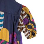 Carolina K Valerie Pleated Geometric Print Puff Sleeve Midi Kaftan Dress Size XS Blue Photo 12