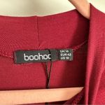 Boohoo NWOT  Burgundy Wine Long sleeve mock neck bodycon mini dress Crimson Small Photo 6