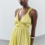 ZARA  maxi long bohemian lime lemon yellow summer wedding vacation casual  Photo 10