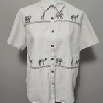 Cabin creek Vintage Ecru Embroidered Safari Linen Blend Camp Shirt Size Large Photo 0