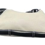Salvatore Ferragamo Ivory Canvas Black Leather Shoulder Bag Vintage Photo 6