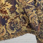 ICE Tapestry Brocade Jacket Size 12 Fringe Gold Navy Baroque Jeweled Buttons Photo 8