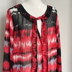 Gina Benotti Red Print Tie Neck Blouse Size Medium Photo 1