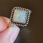 Vintage imitation opal woman silver plated ring size 8.5 Photo 5