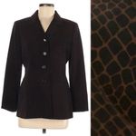 Le Suit Blazer Size 6 Petite Animal Print Black Brown Black Brown Collared Sz 6P Photo 1