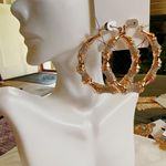 ALDO  gold tone sliver diamond paved loops earrings Photo 0